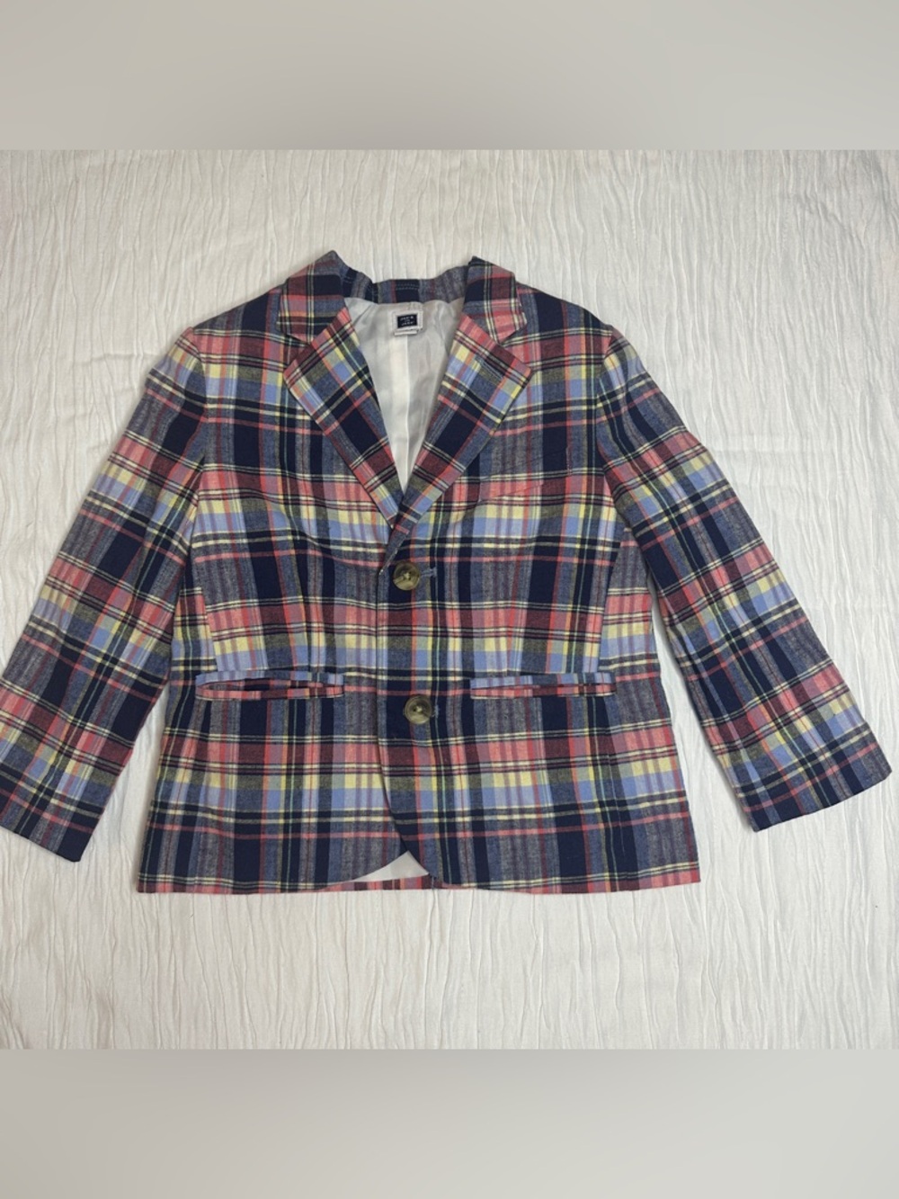 Janie and Jack Plaid Blazer 2T Toddler Linen Blend Preppy Easter Spring Jacket
